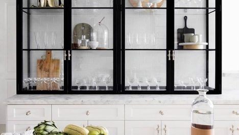 Modern Kitchen Storage Cabinets With Glass Doors