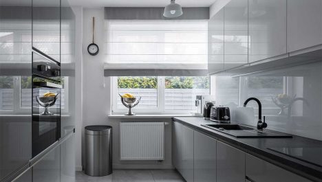 Metallic Silver Kitchen Cabinets For Small Spaces