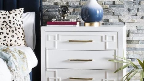 White Nightstand With Gold Hardware
