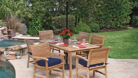 Teak Outdoor Dining Set With Umbrella Hole