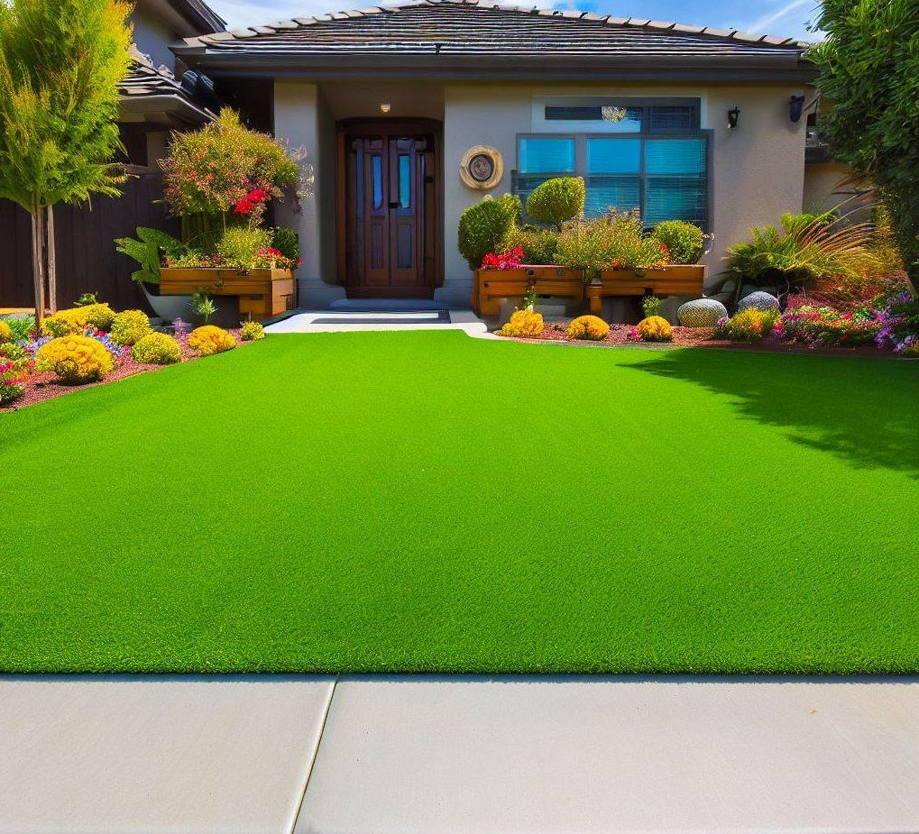 Low-Maintenance Front Yard Landscaping with Synthetic Grass | Iconic Linen