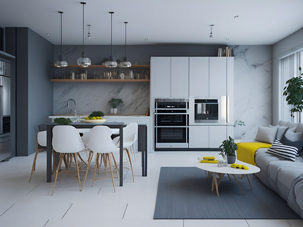 Open Concept Kitchen Living Room Floor Plans With Elegant Furnishing