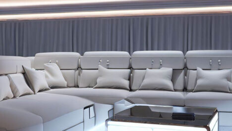 Modern White Sectional Sofa With Built In Led Lights And Usb Ports