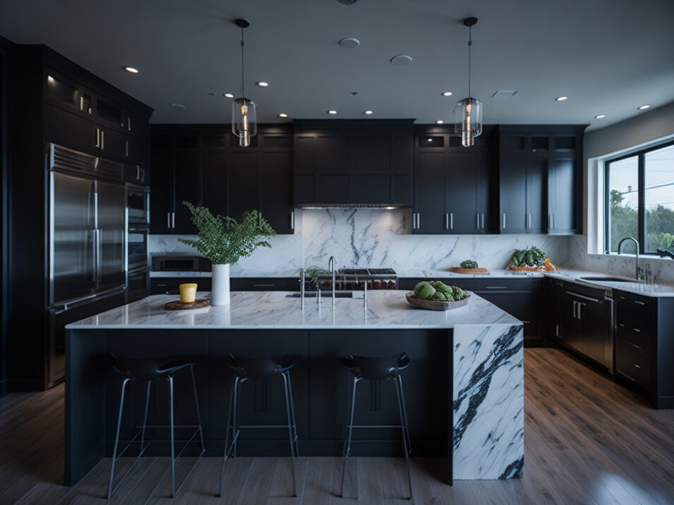 Modern Open Concept Kitchen With Spacious Island And Sleek Countertops