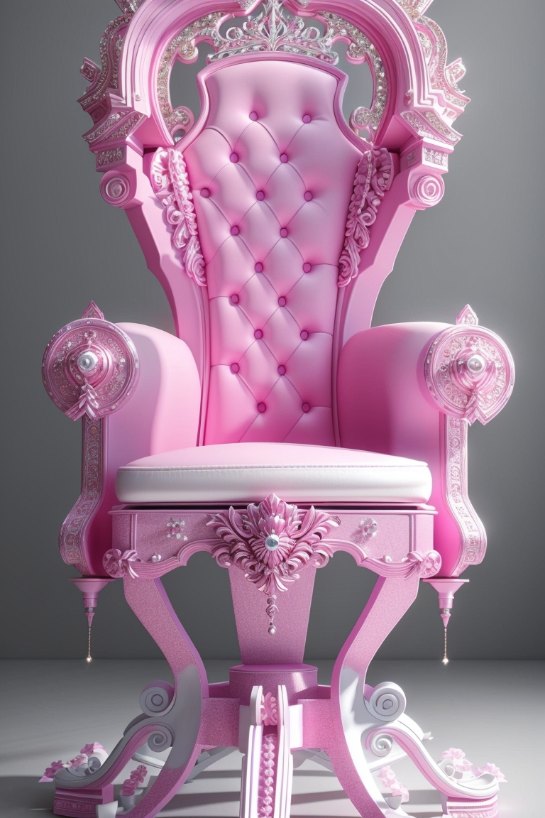 Comfortable Pink Princess Throne Chair For Kids