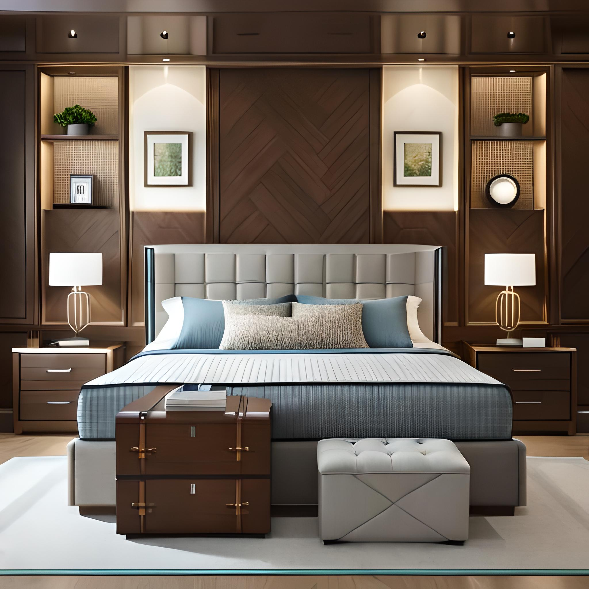 King Size Storage Headboard With Cabinets And Drawers