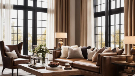 Best Modern White Curtains For Living Room With Brown Furniture
