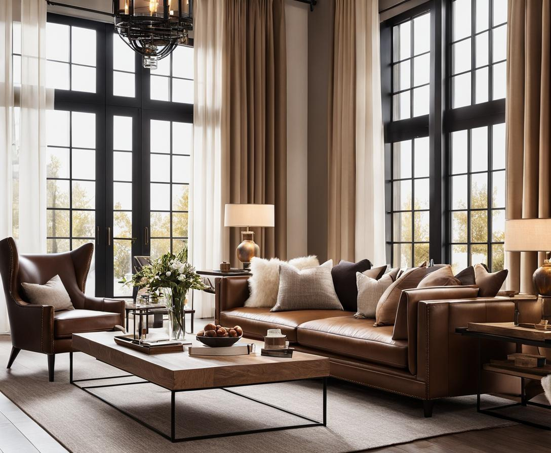 Best Modern White Curtains For Living Room With Brown Furniture