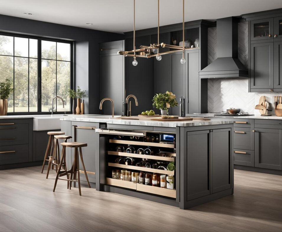 Revolutionize Kitchen Island with Mini Fridge Iconic Linen