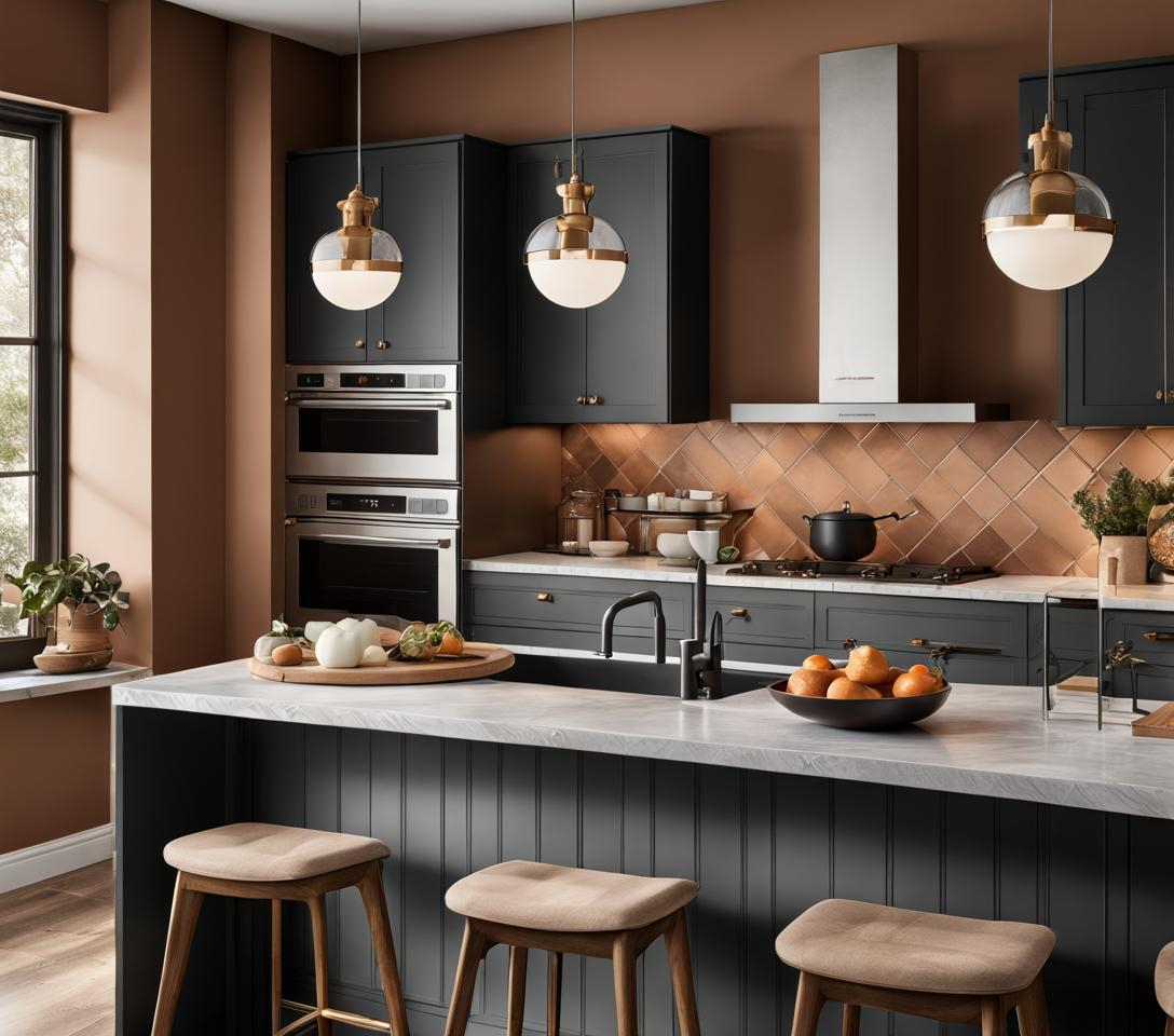 Kitchen Wall Colors With Oak Cabinets Highlighting Terracotta Reds