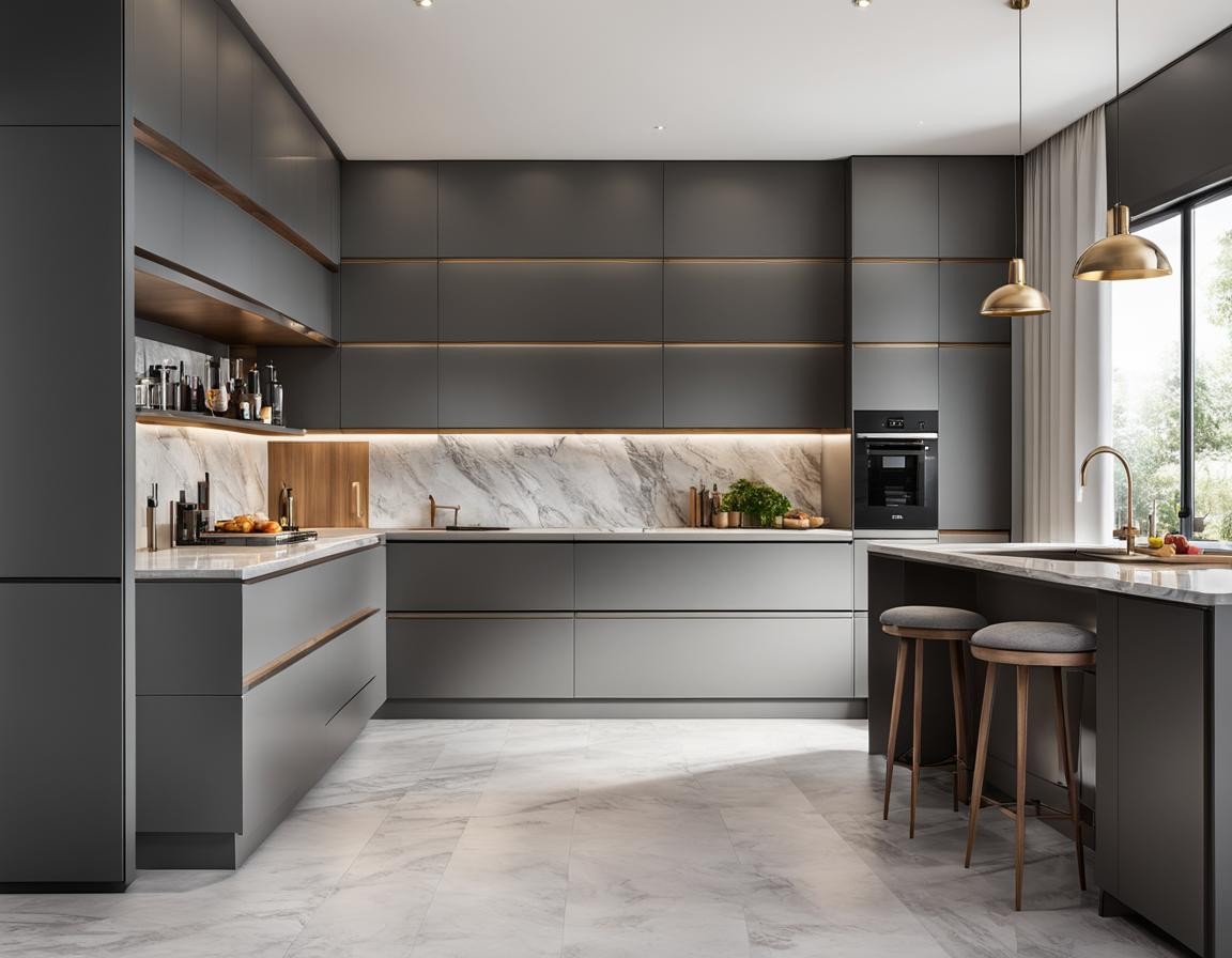 Modern Gray Laminate Flooring Kitchen Ideas
