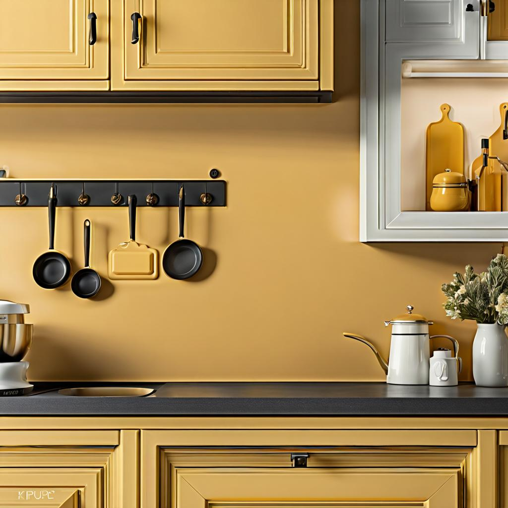 Sunny Mustard Yellow Kitchen Wall Colors With Oak Cabinets
