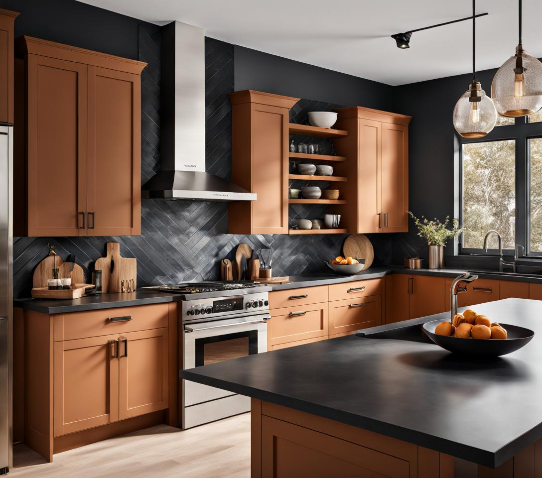 Warm Metal Finishes In A Kitchen With Oak Cabinets